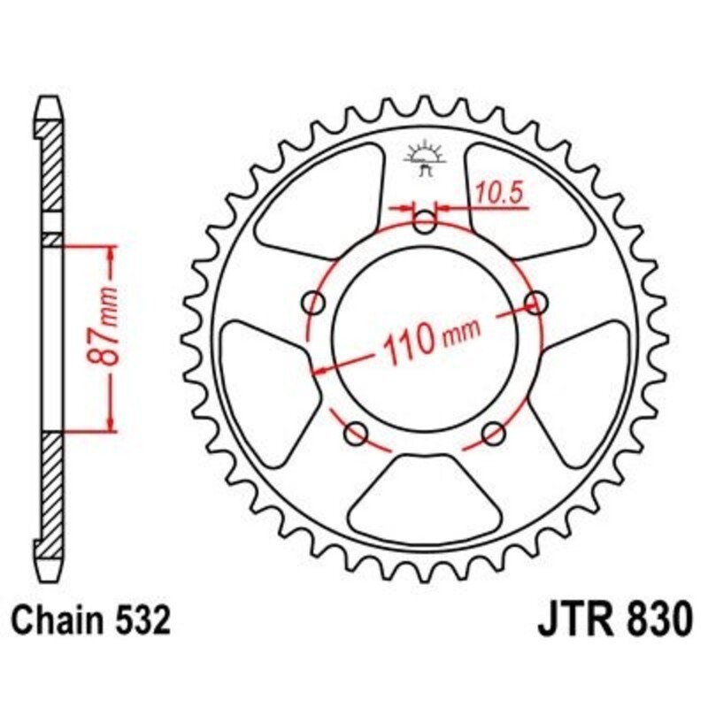 Corona JT 830 de acero con 46 dientes - motoscamaralweb.com Corona JT 830 de acero con 46 dientes - motoscamaralweb.com
