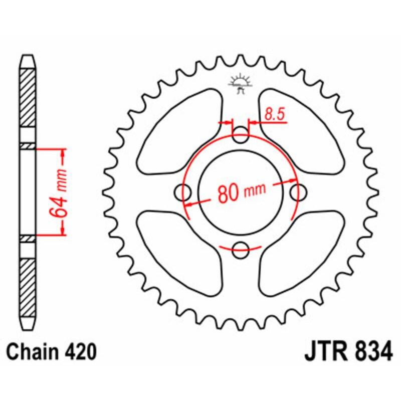 Corona JT 834 de acero con 35 dientes - motoscamaralweb.com Corona JT 834 de acero con 35 dientes - motoscamaralweb.com