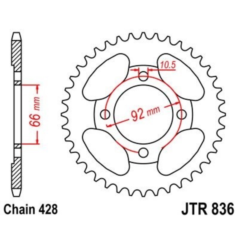 Corona JT 836 de acero con 39 dientes - motoscamaralweb.com Corona JT 836 de acero con 39 dientes - motoscamaralweb.com