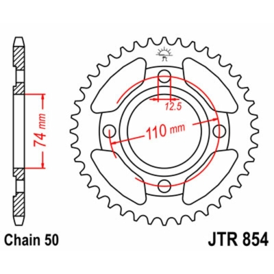 Corona JT SPROCKETS acero estándar 854 - Paso 530 - motoscamaralweb.com