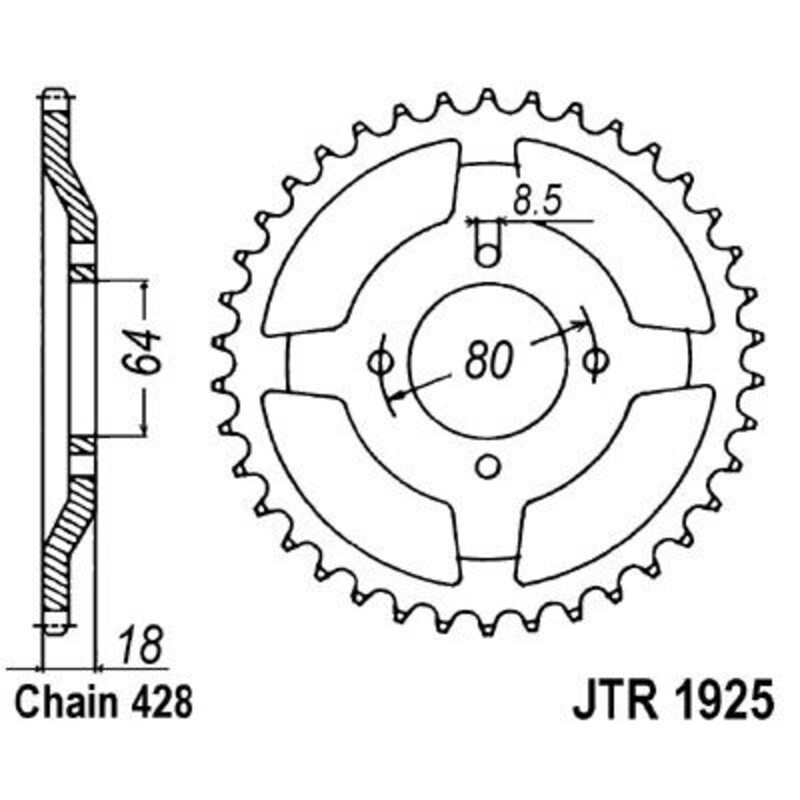 Corona JT 1925 de acero con 51 dientes - motoscamaralweb.com Corona JT 1925 de acero con 51 dientes - motoscamaralweb.com