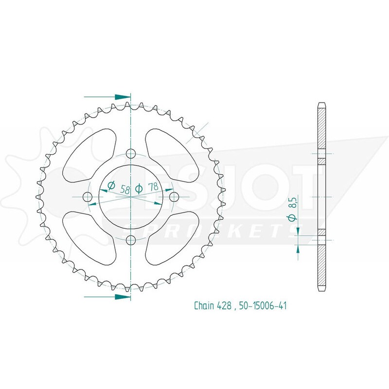 Corona ESJOT Acero 50-15006 41 dientes - motoscamaralweb.com
