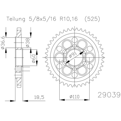 Corona ESJOT Acero 50-29039 41 dientes - motoscamaralweb.com