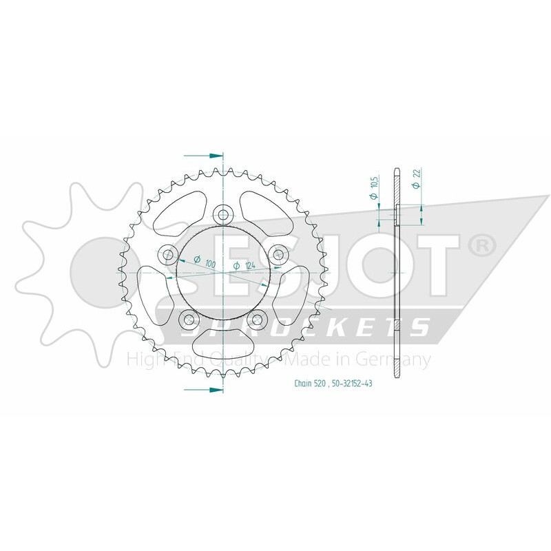 Corona ESJOT acero 50-32152 43 dientes - motoscamaralweb.com Corona ESJOT acero 50-32152 43 dientes - motoscamaralweb.com