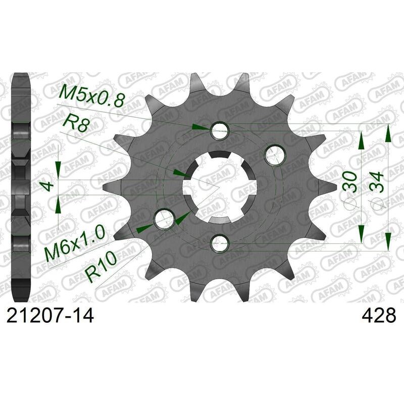 Piñón AFAM acero estándar 21207 - Paso 428 - motoscamaralweb.com Piñón AFAM acero estándar 21207 - Paso 428 - motoscamaralweb.com