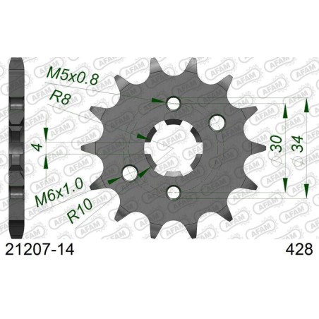 Piñón AFAM acero estándar 21207 - Paso 428 - motoscamaralweb.com