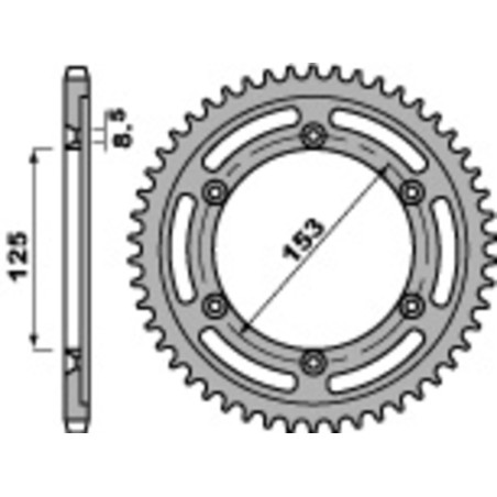 Corona PBR acero C45 estándar 4547 - 428 - motoscamaralweb.com