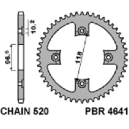 Corona PBR acero C45 estándar 4641 - 520 - motoscamaralweb.com