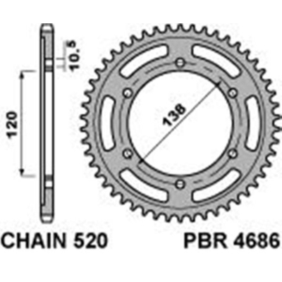 Corona PBR acero C45 estándar 4686 - 520 - motoscamaralweb.com