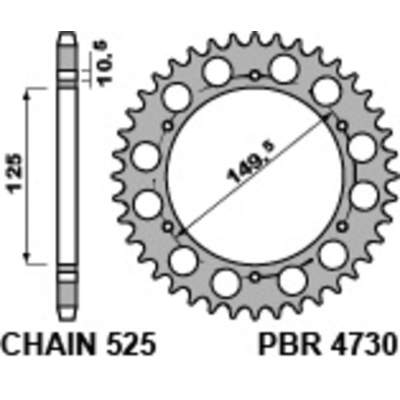 Corona PBR acero C45 estándar 4730 - 525 - motoscamaralweb.com