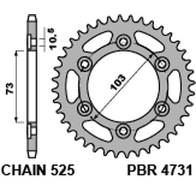 Corona PBR acero C45 estándar 4731 - 525 - motoscamaralweb.com