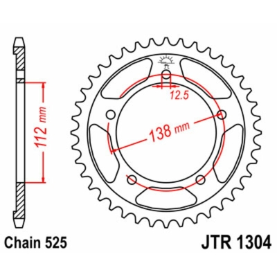 Corona JT SPROCKETS acero estándar 1304 - Paso 525 - motoscamaralweb.com