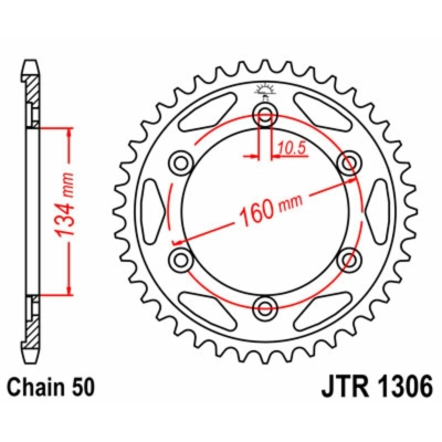 Corona JT 1306 de acero con 43 dientes - motoscamaralweb.com