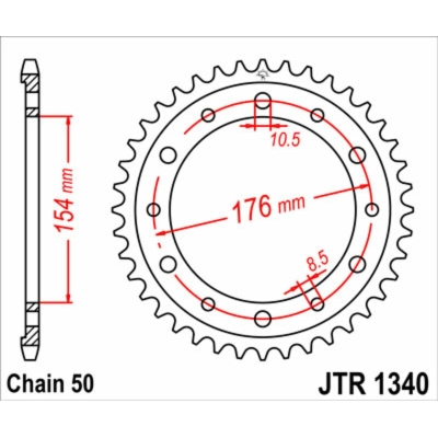 Corona JT SPROCKETS acero estándar 1340 - Paso 530 - motoscamaralweb.com