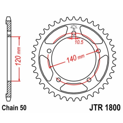 Corona JT SPROCKETS acero estándar 1800 - Paso 530 - motoscamaralweb.com