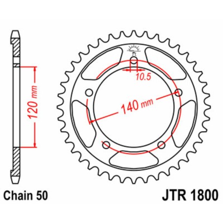 Corona JT SPROCKETS acero estándar 1800 - Paso 530 - motoscamaralweb.com