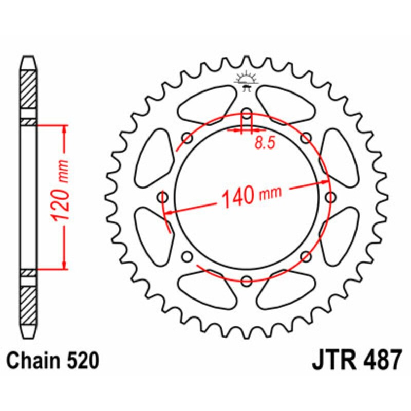 Corona JT SPROCKETS acero estándar 487 - Paso 520 - motoscamaralweb.com Corona JT SPROCKETS acero estándar 487 - Paso 520 - motoscamaralweb.com
