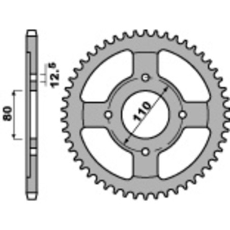 Corona PBR acero C45 estándar 284 - 530 - motoscamaralweb.com