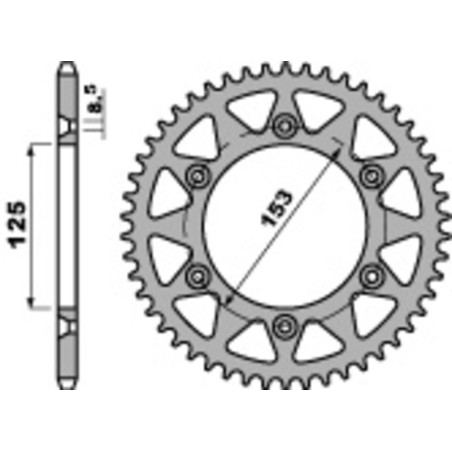 Corona PBR acero C45 estándar 289 - 520 - motoscamaralweb.com