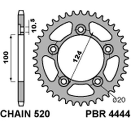 Corona PBR acero C45 estándar 4444 - 520 - motoscamaralweb.com