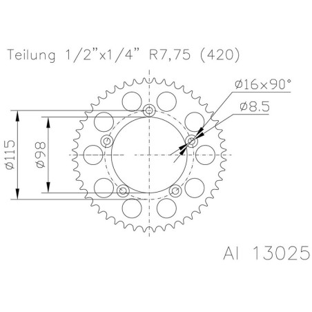 Corona ESJOT Aluminio 51-13025 46 dientes - motoscamaralweb.com