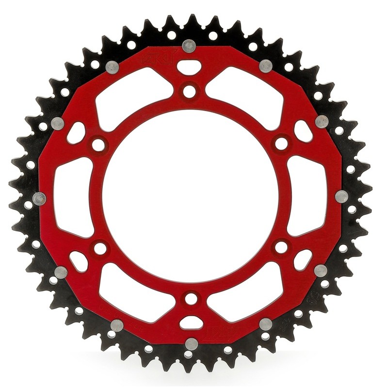 Corona ART doble compuesto (aluminio/acero) ultraligera autolimpiable - 51 dientes. paso 520. Roja - motoscamaralweb.com Corona ART doble compuesto (aluminio/acero) ultraligera autolimpiable - 51 dientes. paso 520. Roja - motoscamaralweb.com