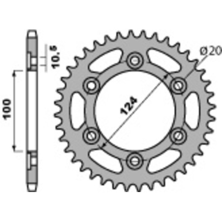 Corona PBR acero C45 estándar 1027 - 520 - motoscamaralweb.com