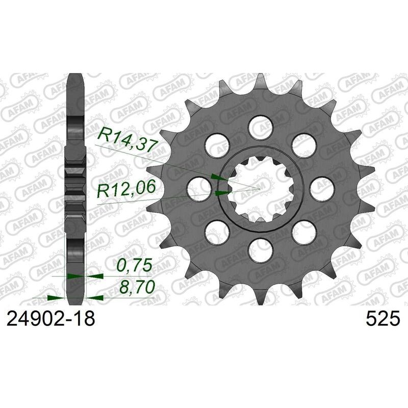 Piñón AFAM acero estándar 24902 - Paso 525 - motoscamaralweb.com Piñón AFAM acero estándar 24902 - Paso 525 - motoscamaralweb.com