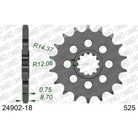 Piñón AFAM acero estándar 24902 - Paso 525 - motoscamaralweb.com