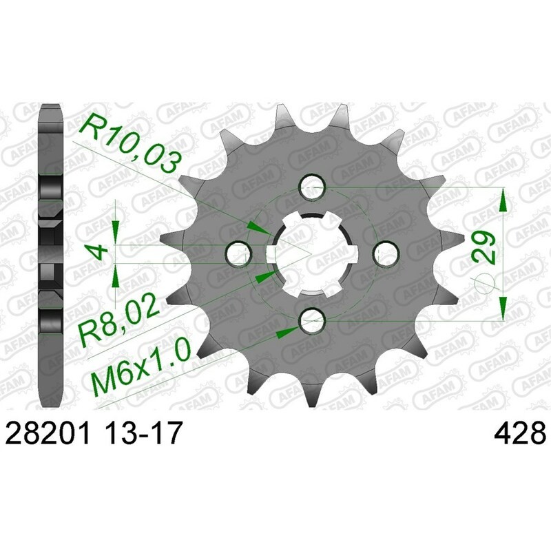 Piñón AFAM acero estándar 28201 - Paso 428 - motoscamaralweb.com Piñón AFAM acero estándar 28201 - Paso 428 - motoscamaralweb.com