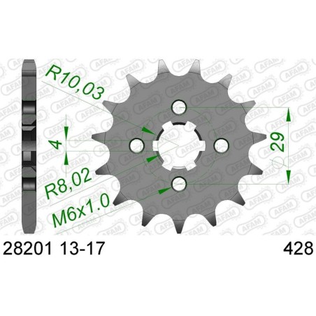 Piñón AFAM acero estándar 28201 - Paso 428 - motoscamaralweb.com