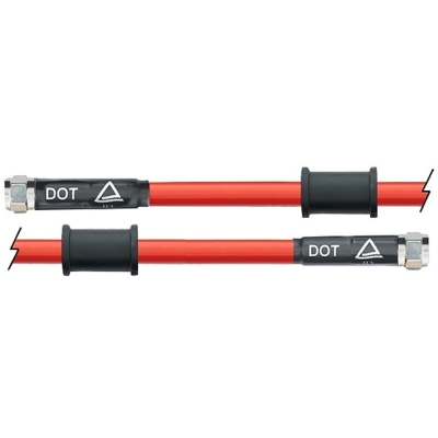 Latiguillo metálico rojo Venhill 550mm tuercas cromadas - motoscamaralweb.com