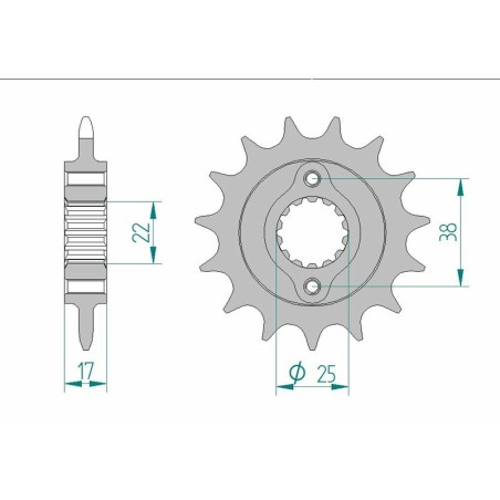 Piñón AFAM acero estándar 52612 - Paso 520 - motoscamaralweb.com