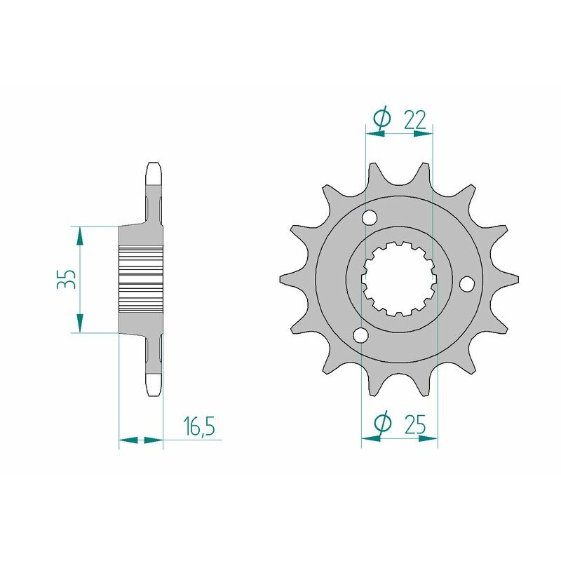 Piñón AFAM acero estándar 52613 - Paso 525 - motoscamaralweb.com Piñón AFAM acero estándar 52613 - Paso 525 - motoscamaralweb.com