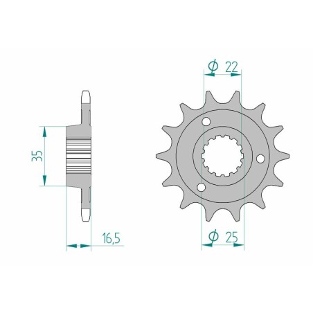 Piñón AFAM acero estándar 52613 - Paso 525 - motoscamaralweb.com