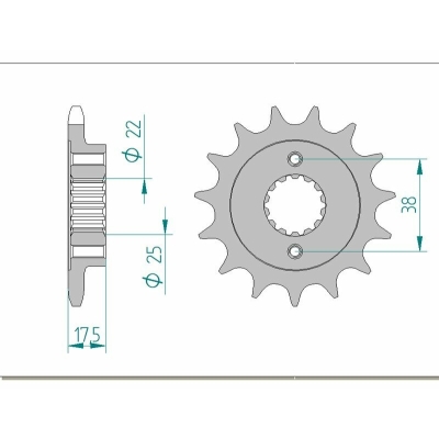 Piñón AFAM acero estándar 52616 - Paso 525 - motoscamaralweb.com