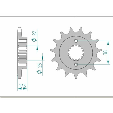Piñón AFAM acero estándar 52616 - Paso 525 - motoscamaralweb.com