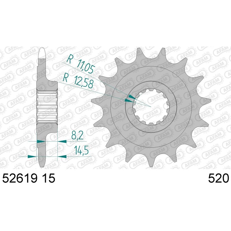 Piñón AFAM acero estándar 52619 - Paso 520 - motoscamaralweb.com Piñón AFAM acero estándar 52619 - Paso 520 - motoscamaralweb.com