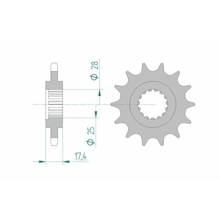 Piñón AFAM acero estándar 91800 - Paso 525 - motoscamaralweb.com