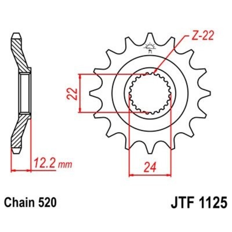 Piñon JT 1125 de acero con 15 dientes - motoscamaralweb.com Piñon JT 1125 de acero con 15 dientes - motoscamaralweb.com