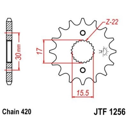 Piñon JT 1256 de acero con 13 dientes - motoscamaralweb.com