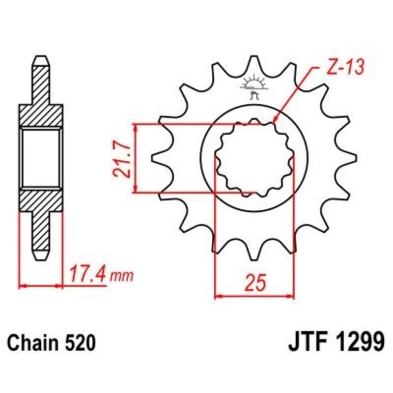 Piñon JT 1299 de acero con 14 dientes - motoscamaralweb.com Piñon JT 1299 de acero con 14 dientes - motoscamaralweb.com
