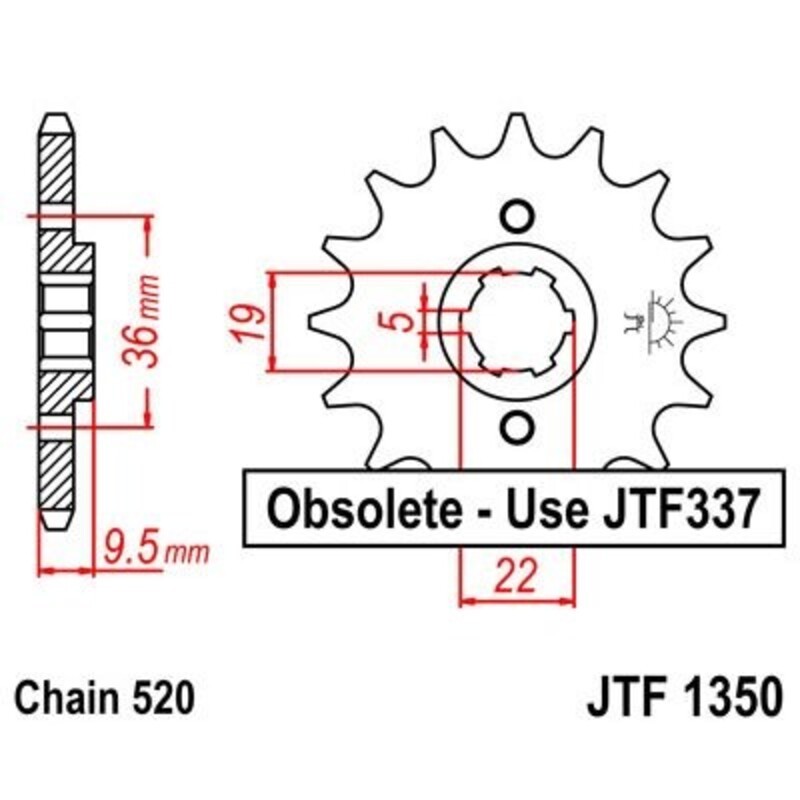Piñon JT 1350 de acero con 13 dientes - motoscamaralweb.com Piñon JT 1350 de acero con 13 dientes - motoscamaralweb.com