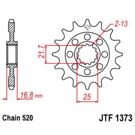 Piñón JT SPROCKETS acero estándar 1373 - Paso 520 - motoscamaralweb.com