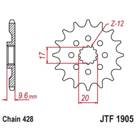 Piñon JT 428 de acero con 13 dientes KTM SX85 - motoscamaralweb.com