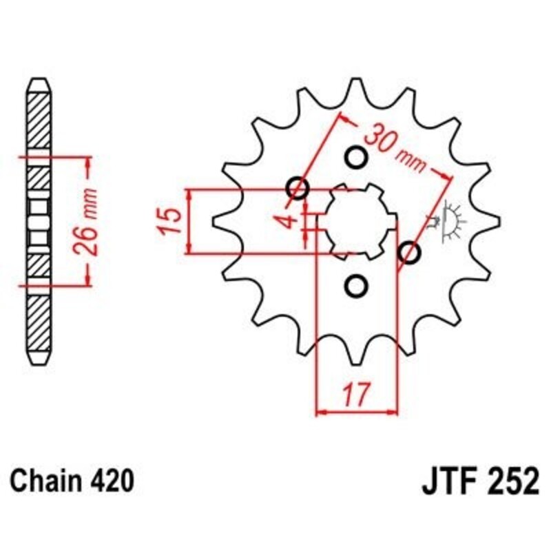 Piñon JT 252 de acero con 12 dientes - motoscamaralweb.com Piñon JT 252 de acero con 12 dientes - motoscamaralweb.com