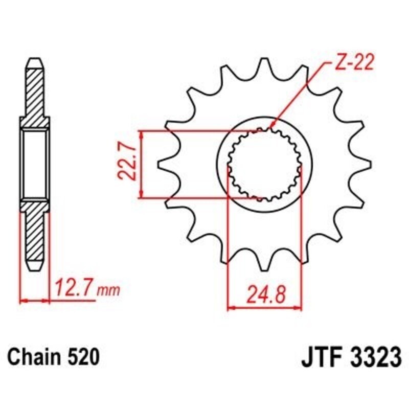 Piñon JT 3323 de acero con 24 dientes - motoscamaralweb.com Piñon JT 3323 de acero con 24 dientes - motoscamaralweb.com