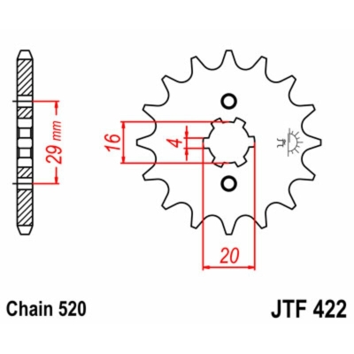 Piñon JT 422 de acero con 14 dientes - motoscamaralweb.com