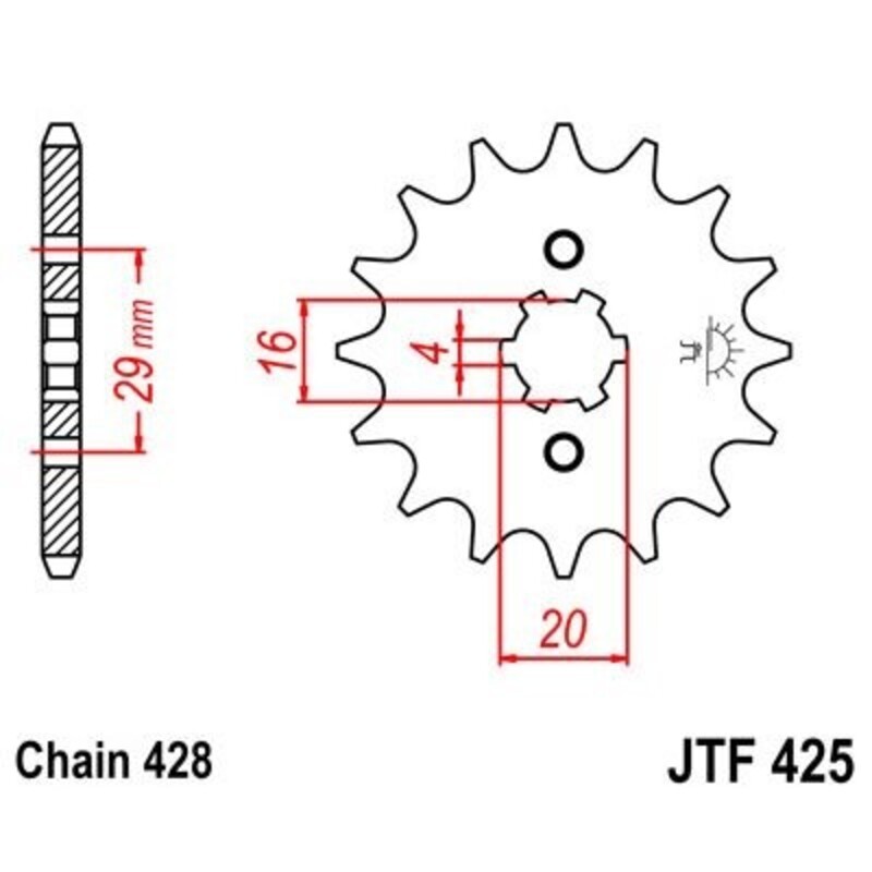 Piñon JT 425 de acero con 17 dientes - motoscamaralweb.com Piñon JT 425 de acero con 17 dientes - motoscamaralweb.com