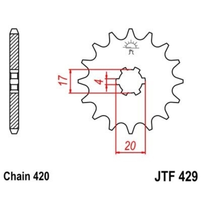 Piñon JT 429 de acero con 12 dientes - motoscamaralweb.com